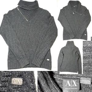Armani Exchange AX Chunky Zip/Button Neck Sweater